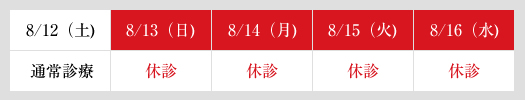 お盆の診療予定